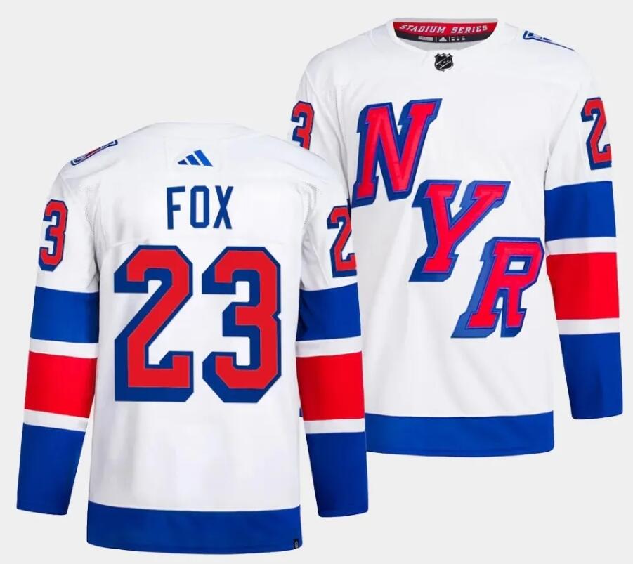 Men New York Rangers #23 Fox white 2024 Hockey Stadium Series White Jersey